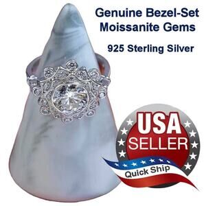 2ct Moissanite Ring 925 Sterling Silver High Quality Certificate Gift Box Size 7